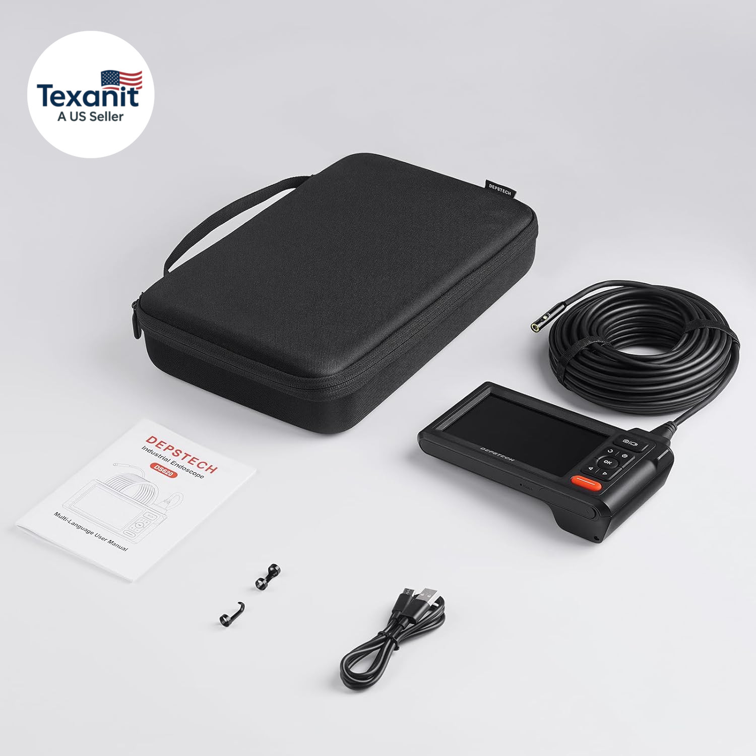 50Ft Sewer Camera, 1080P HD Triple Lens Borescope, 5″ IPS Screen Endoscope with