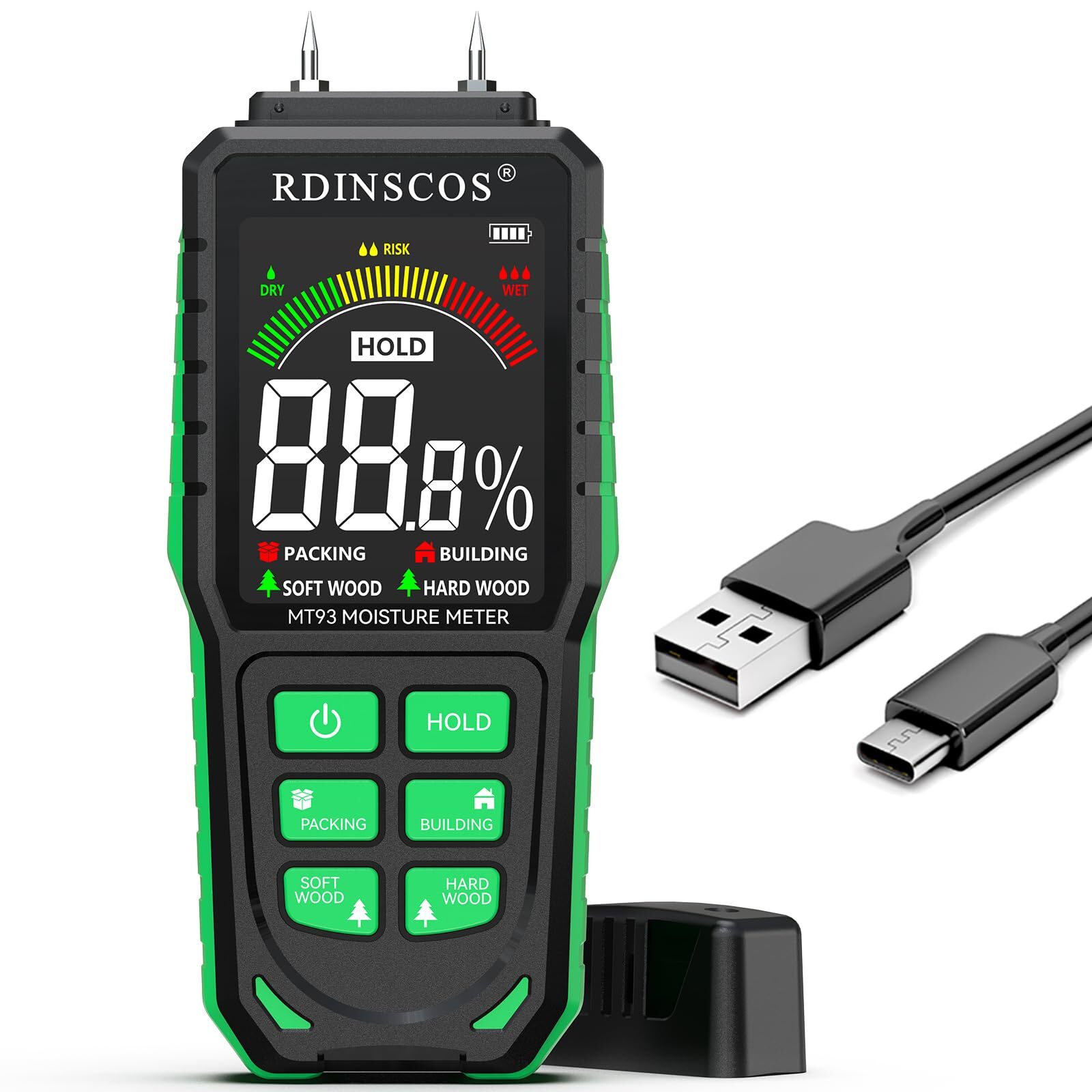 Rechargeable Wood Moisture Meter Firewood Moisture Tester Drywall Moisture De…