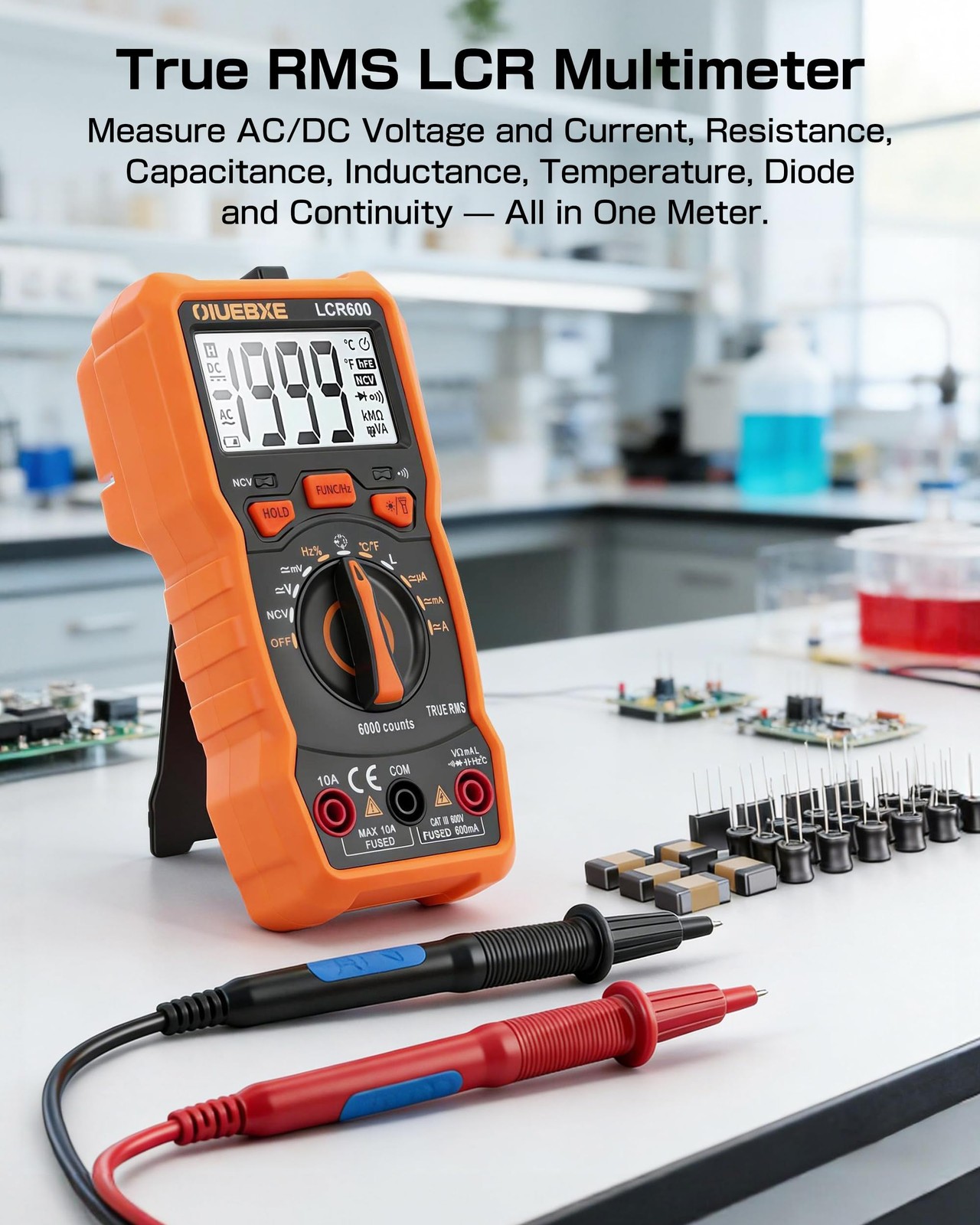 OIUEBXE LCR600 Fast Testing Digital Multimeter with Inductance Meter, orange