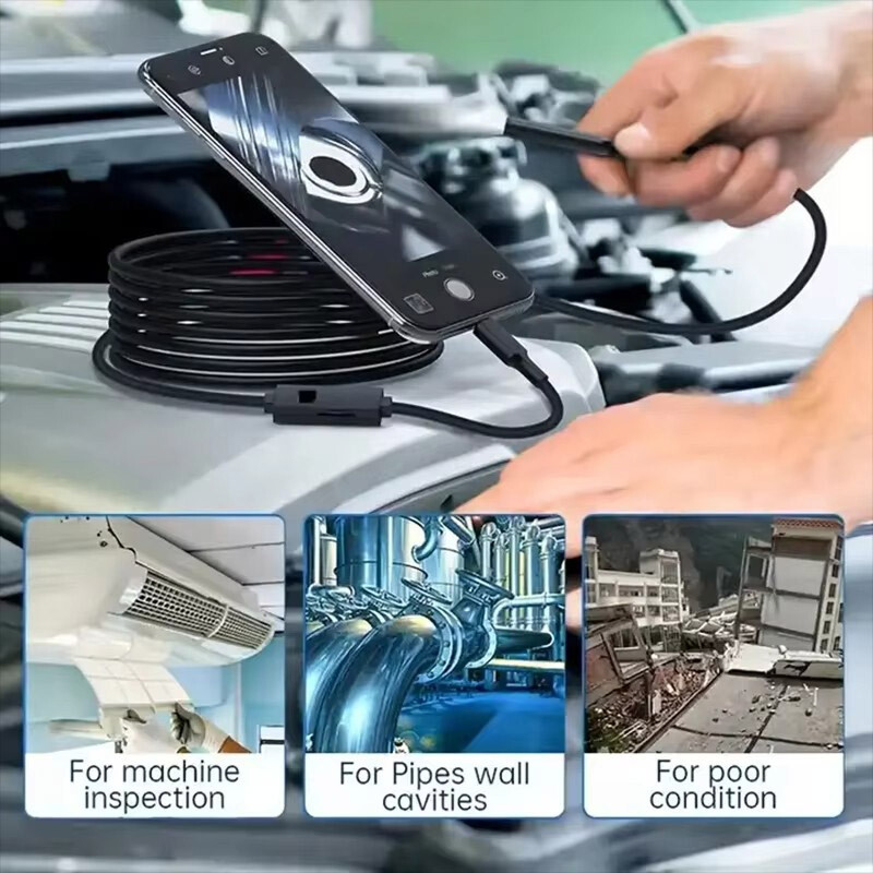 Dual Lens Borescope Endoscope Inspection Camera for iPhone iPad Samsung Android