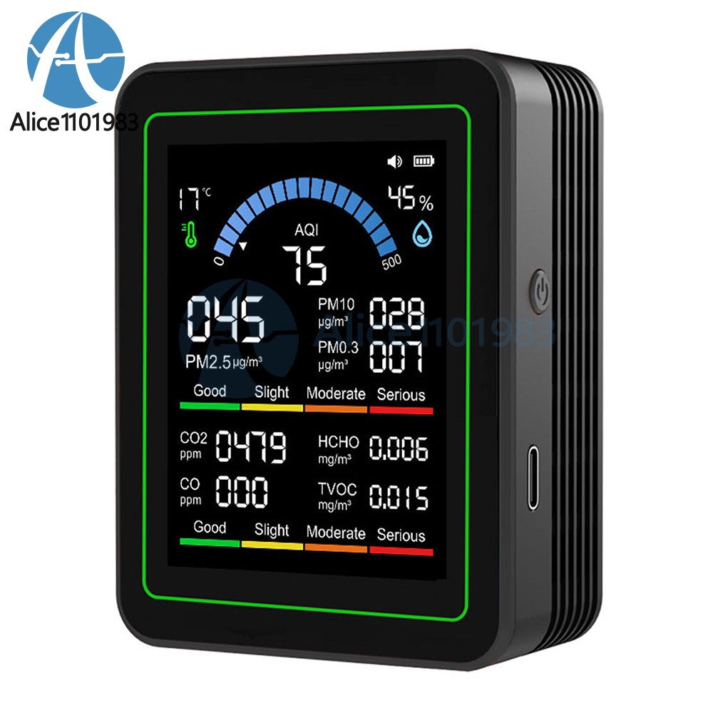 10-in-1 Air Quality Detector PM2.5 PM10 PM HCHO TVOC CO CO2 Formaldehyde Monitor