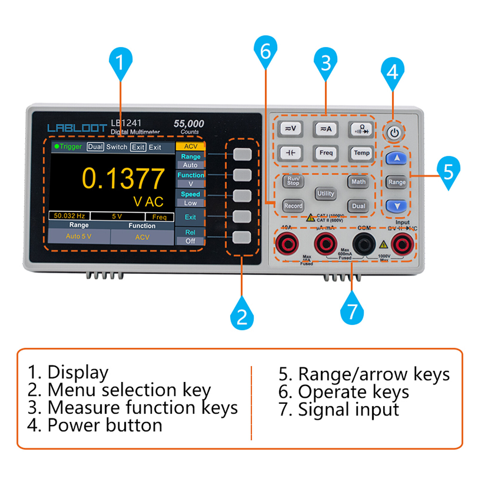 Labloot 4 1/2 Digits LB1241 Bench-type Digital Multimeter True RMS 55000 Counts
