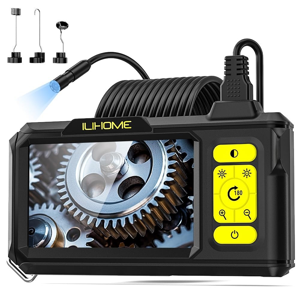 4.3-Inch HD Inspection Camera with Detachable 16.4ft Cable & 8 Adjustable LEDs