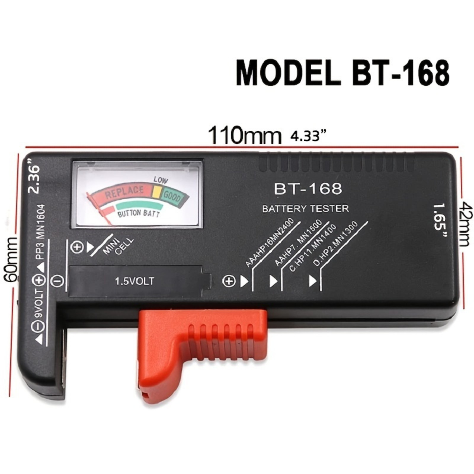 Battery Tester Checker Universal For AA AAA C D 9V 1.5V Button Cell Batteries