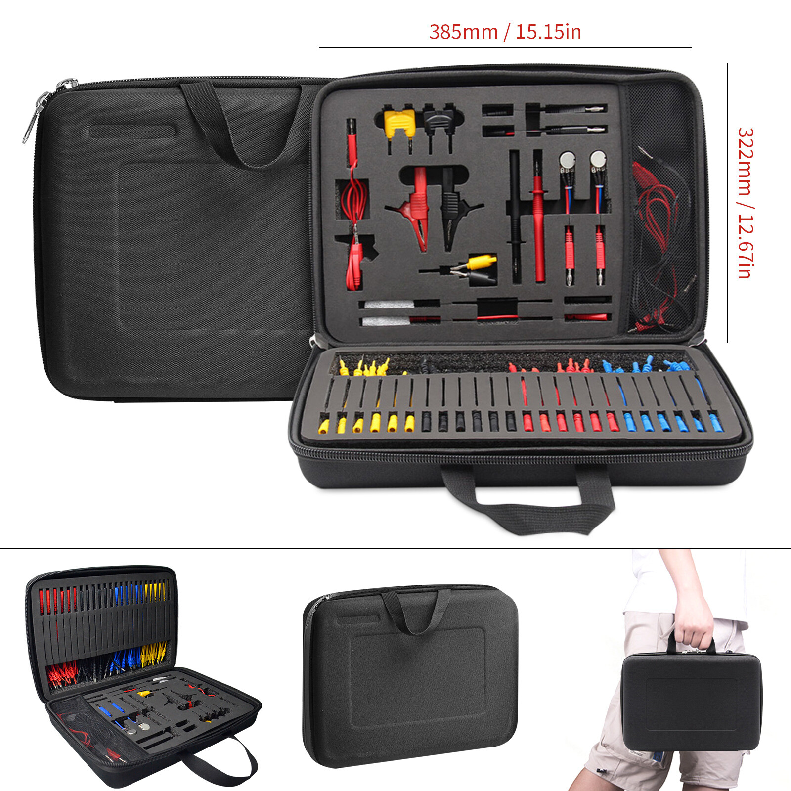 92PCS Automotive Multimeter Circuit Test Leads kit Electric Probe Alligator Clip