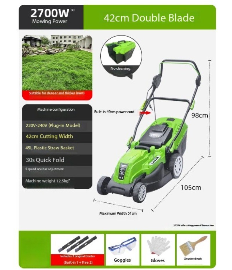 Weed Trimmer Wonder: Electric Lawn Mower, Push-Type, Compact for Home Use