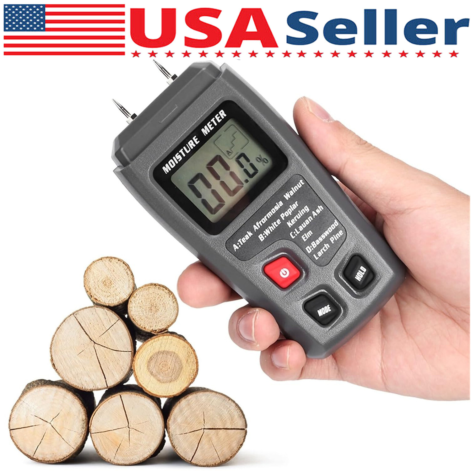 Digital LCD Wood Moisture Meter Detector Tester Wood Firewood Paper Cardboard