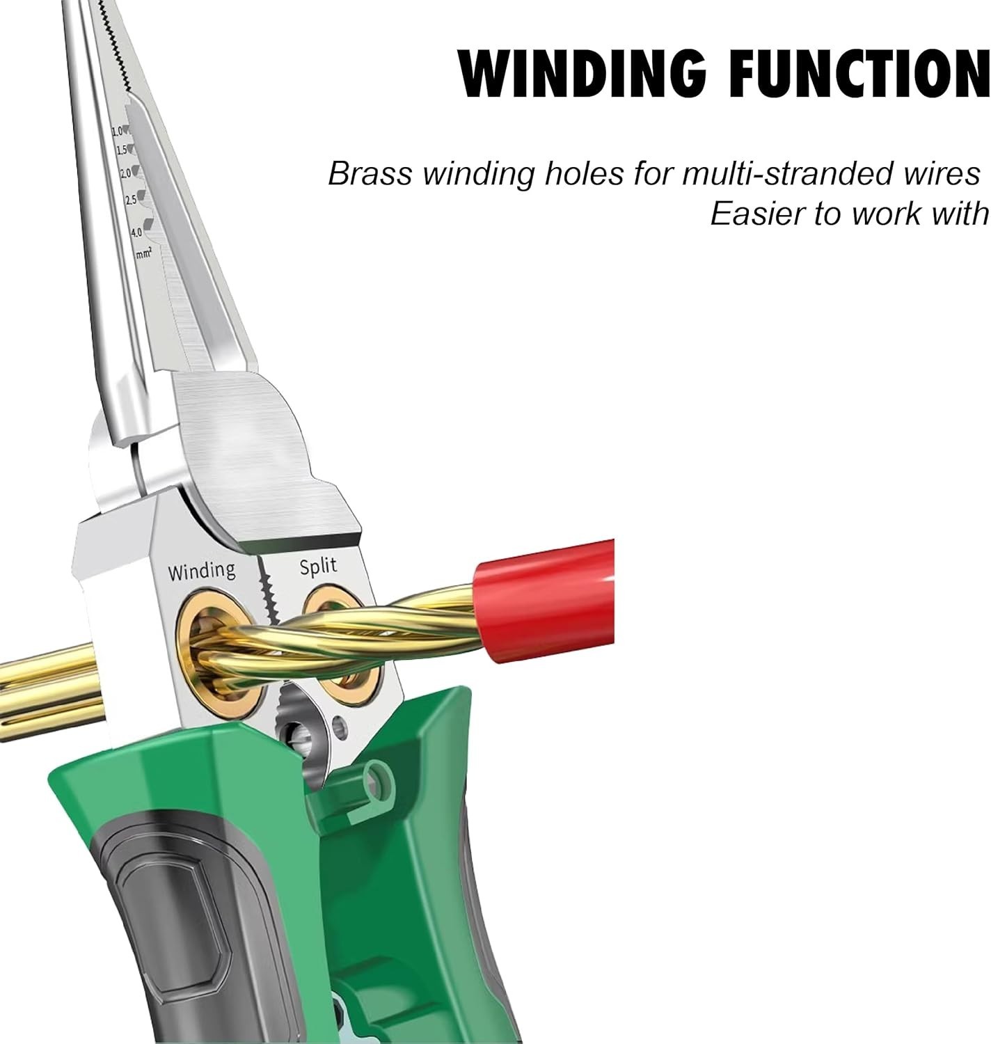 8-in-1 Wire Stripper for Electrician: Needle Nose Pliers with Voltage Green