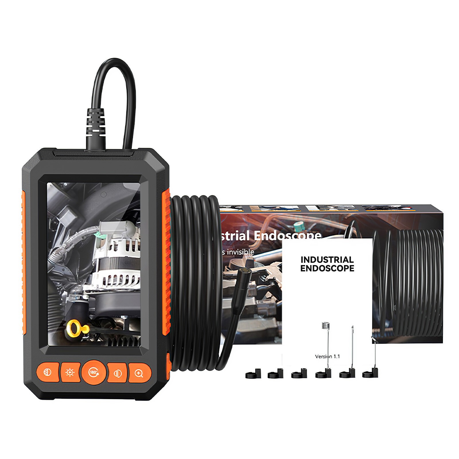 LCD Endoscope 1080P HD Industrial Borescope 4.3inch 8mm Inspection Snake Camera