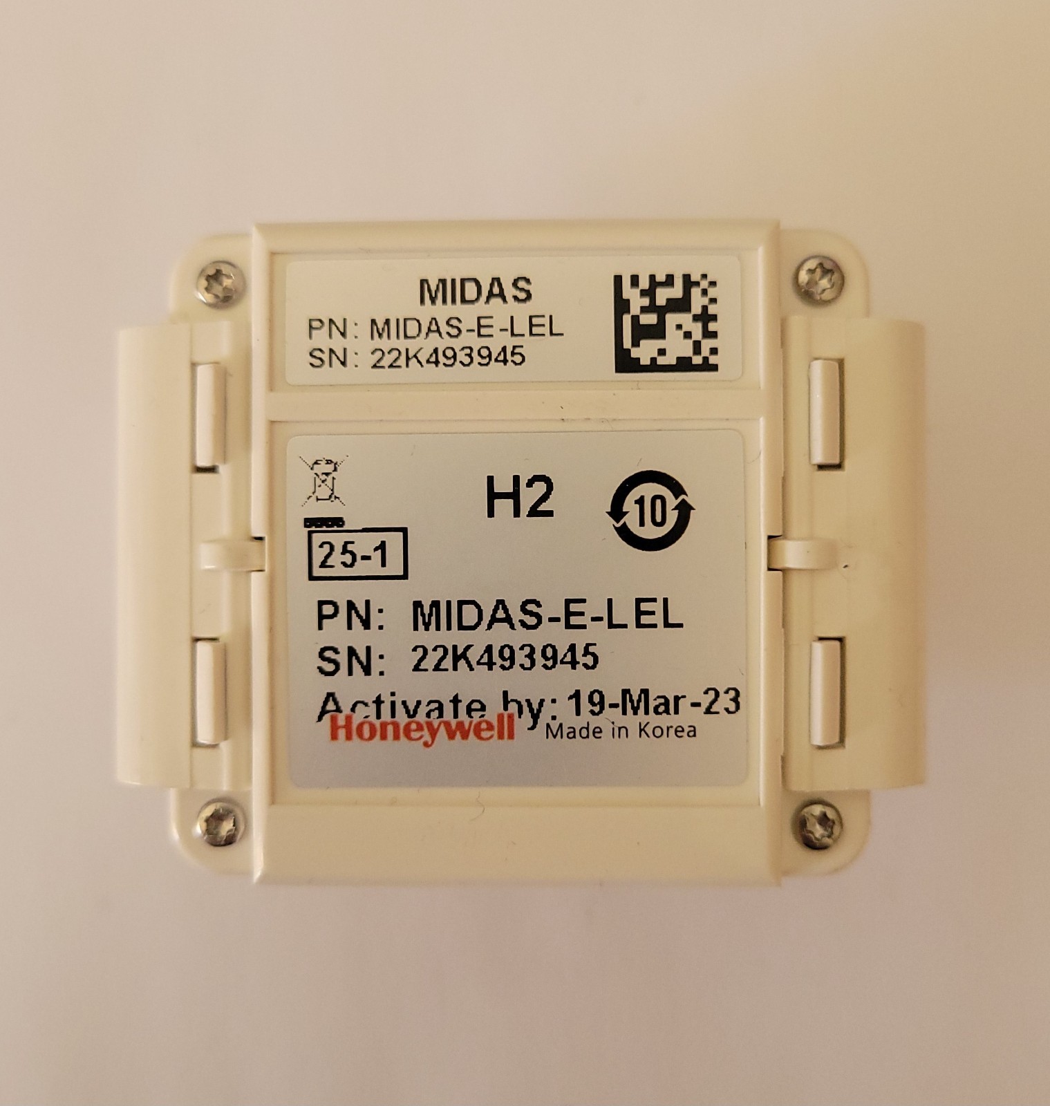 Honeywell MIDAS-E-LEL Gas Detector Sensor Cartridge Open box, 2 Years Remaining