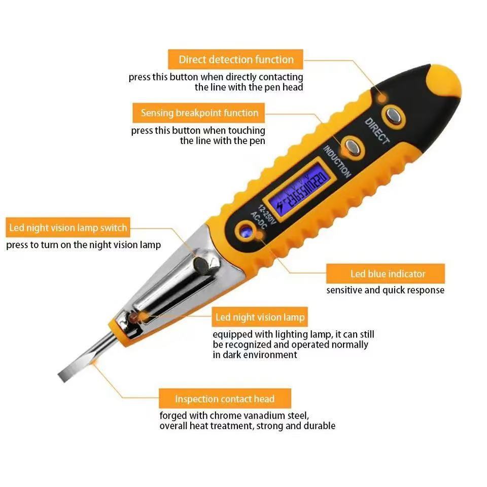 Voltage Electric Tester Volt Detector Test Pen AC DC Non-Contact Sensor 12-1000V