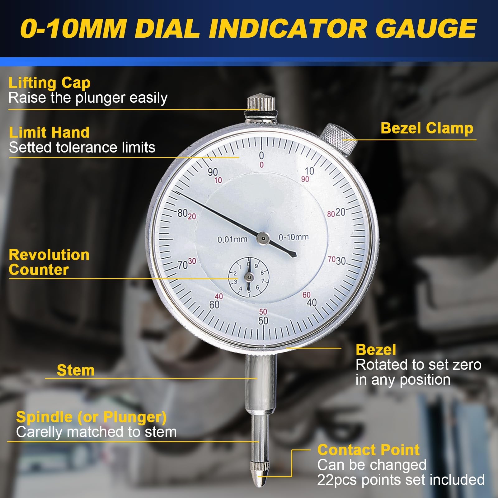 DASBET Dial Indicator with Magnetic Base Holder, Indicator…