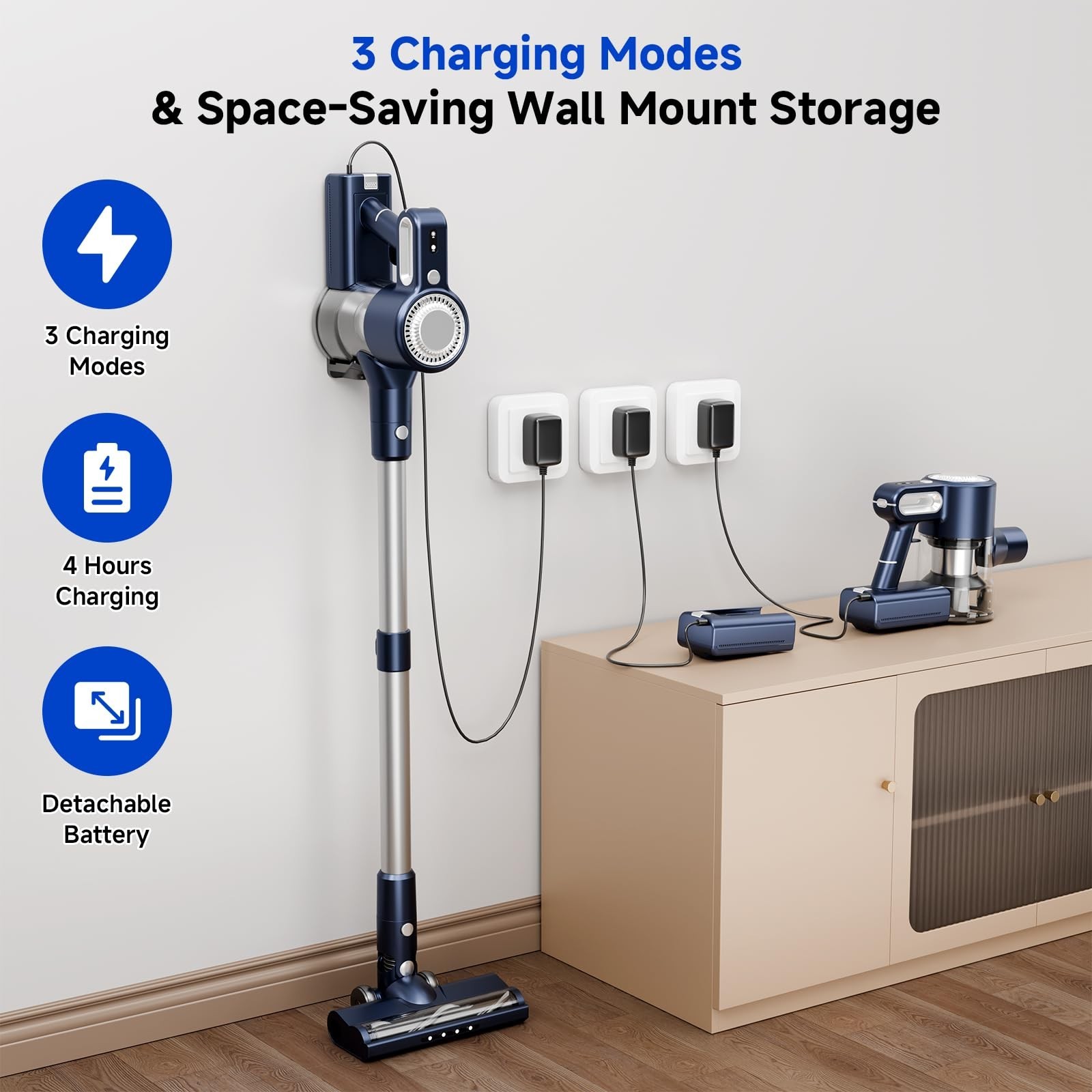 Cordless Vacuum Cleaner: Powerful Suction Stick Vacuum, Anti-Tangle Brush | P…
