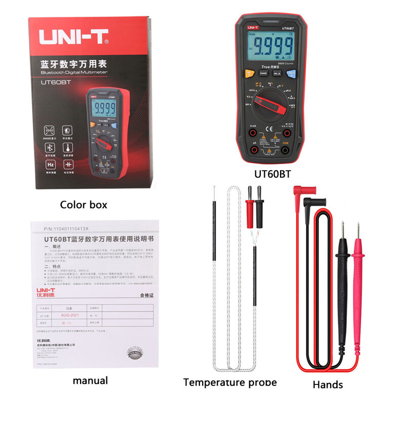 UNI-T Bluetooth True RMS Multimeter Auto Range AC/DC NCV Freq Temp Tester UT60BT