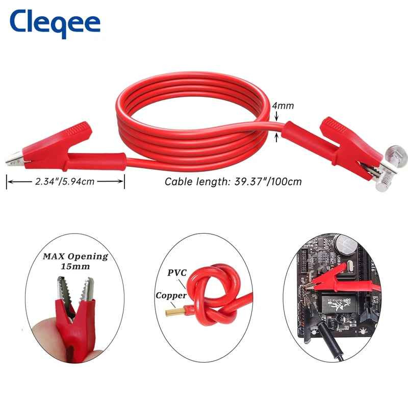 2PCS Alligator Clips Electrical Multimeter Test Leads 1500V/15A Jumper Wires Set