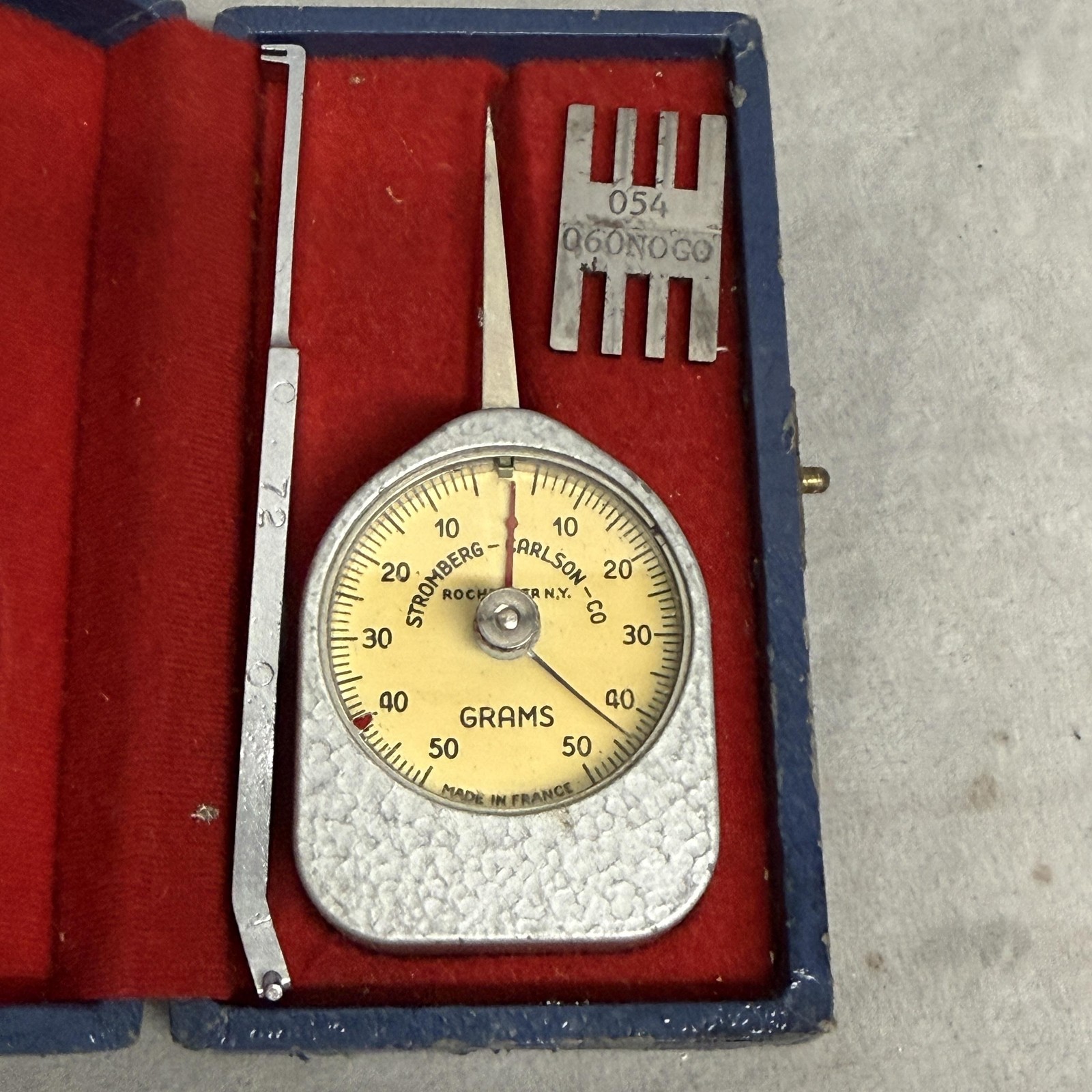 Vintage Stromberg Carlson 0-100 Gram Force Gauge Meter Tool In Case Made France