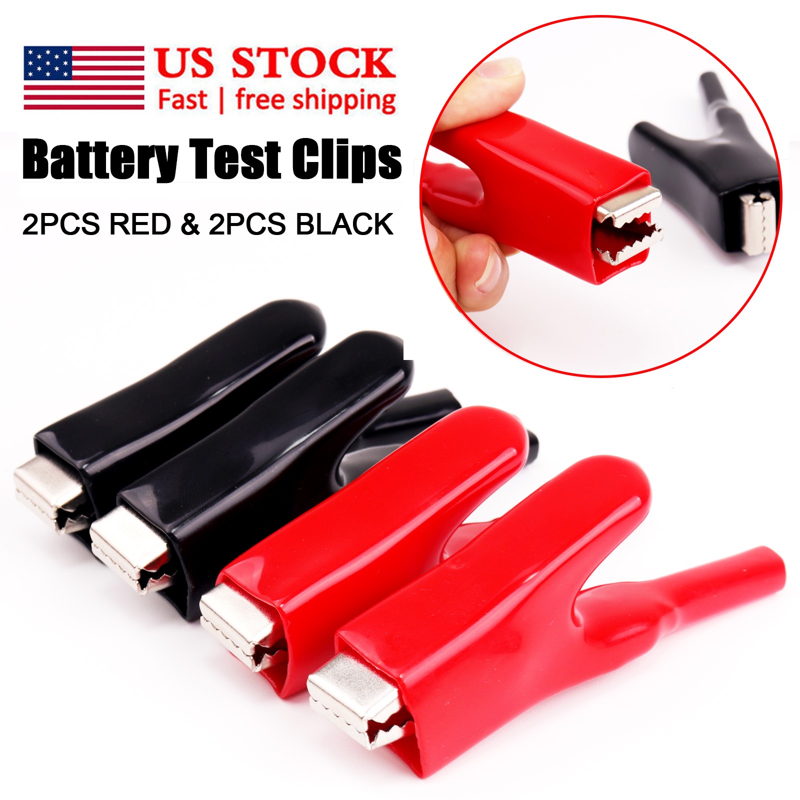 4PCS 50A Sheathed Alligator Clips for Electrical Jumper Wire Clamp Voltage Test