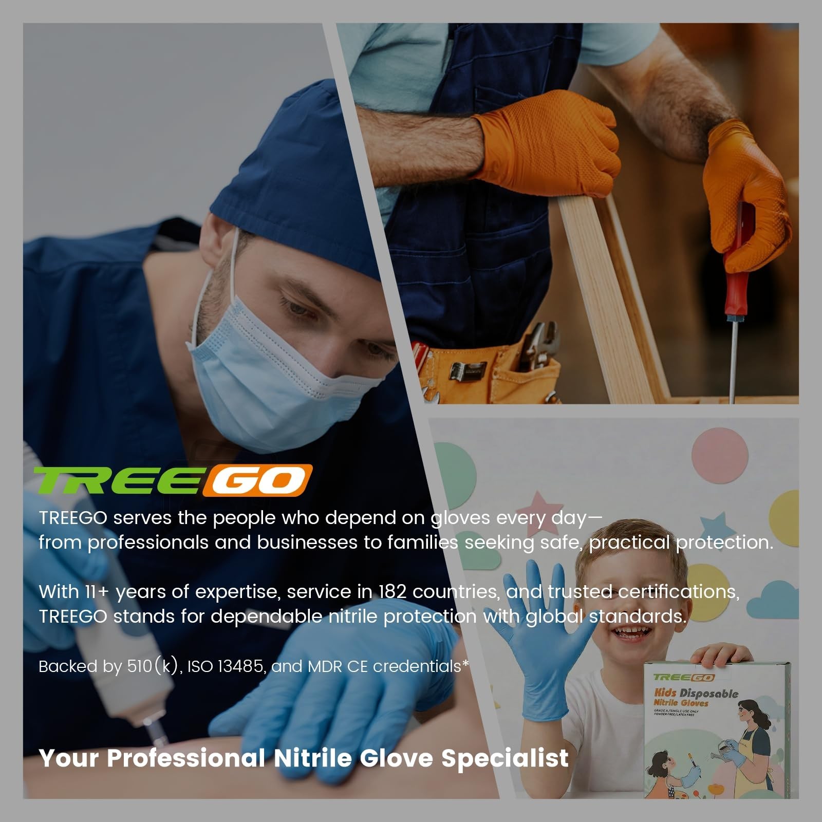 TREEGO 10 Mil Nitrile Gloves XL – Heavy Duty Orange Gloves with Double Diamon…