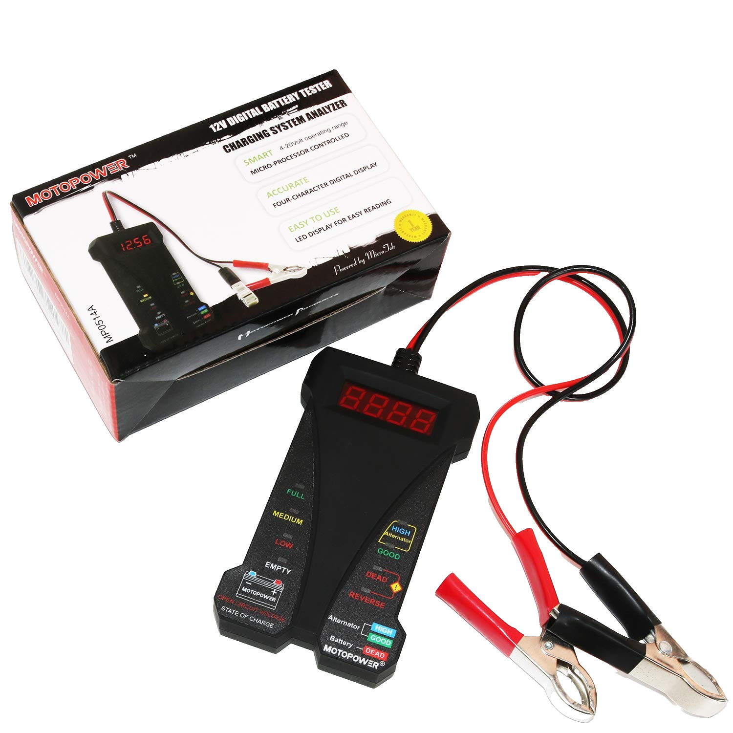 12V Digital Battery Tester Voltmeter LCD Alternator Charging Analyzer 8 LED 20V
