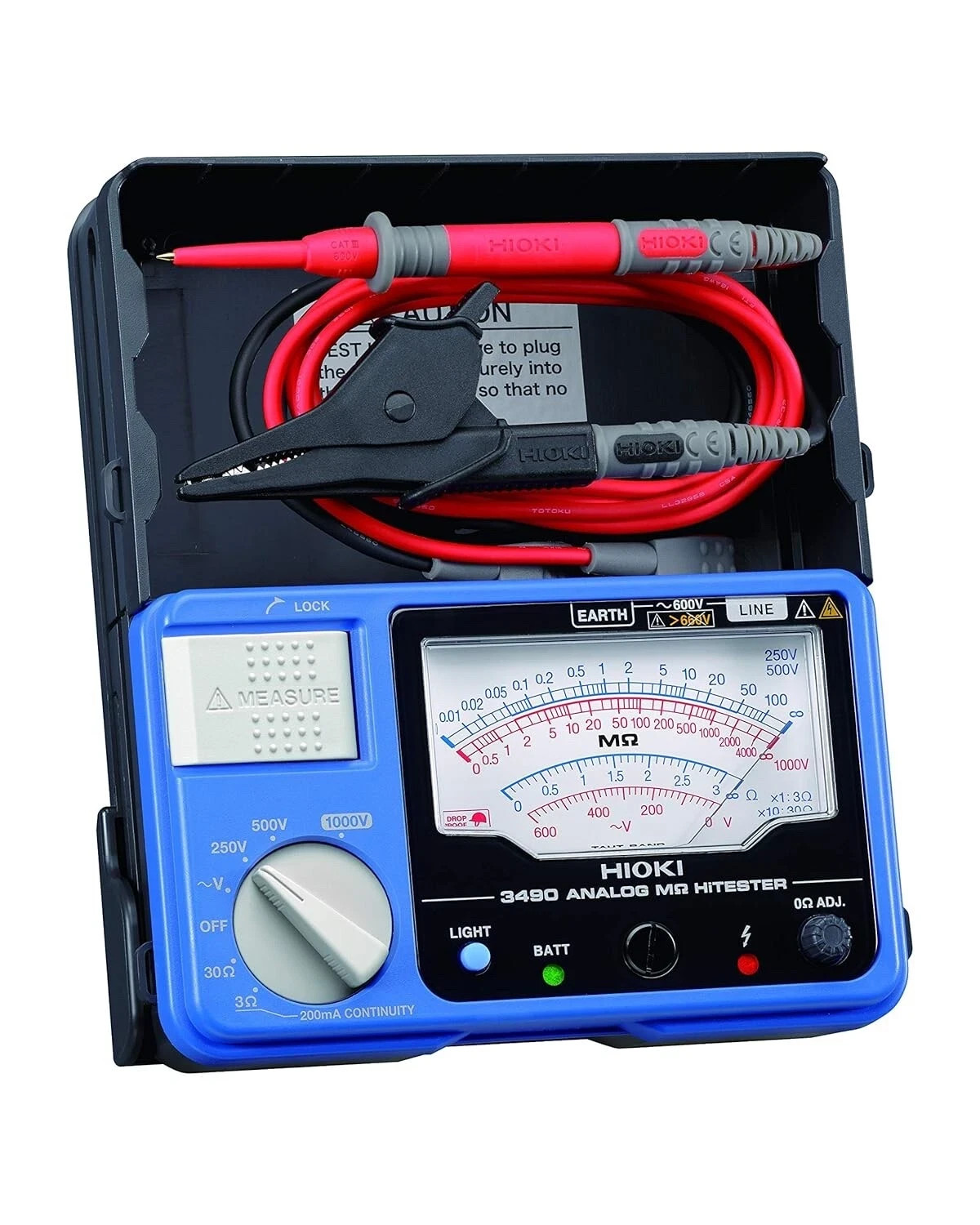 Hioki 3490 Analog Megohm HiTester, 4000 Megohms Resistance, 250V, 500V, 1000V DC
