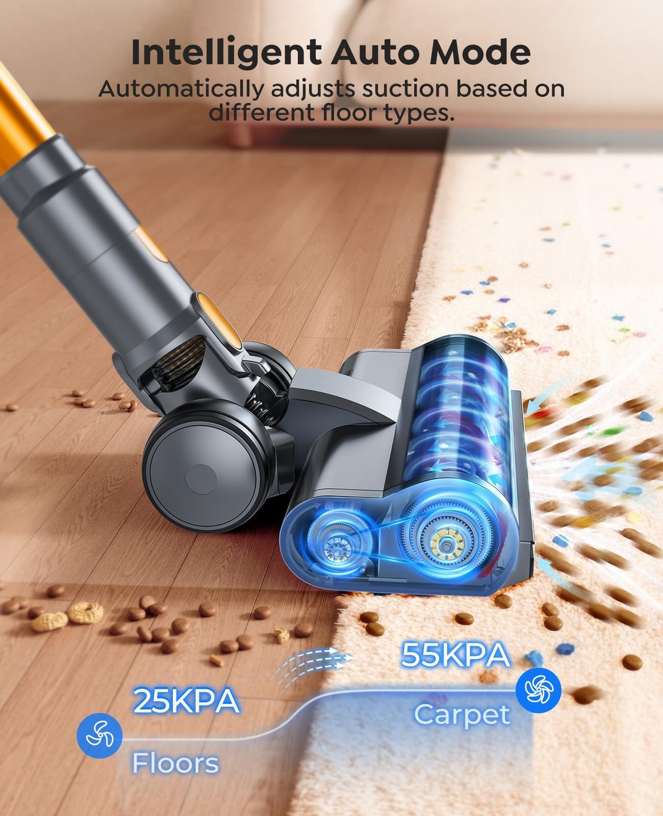 Cordless Vacuum Cleaner, 55KPa 650W 70Mins Stick Vacuum Cleaners fo… Fast Ship