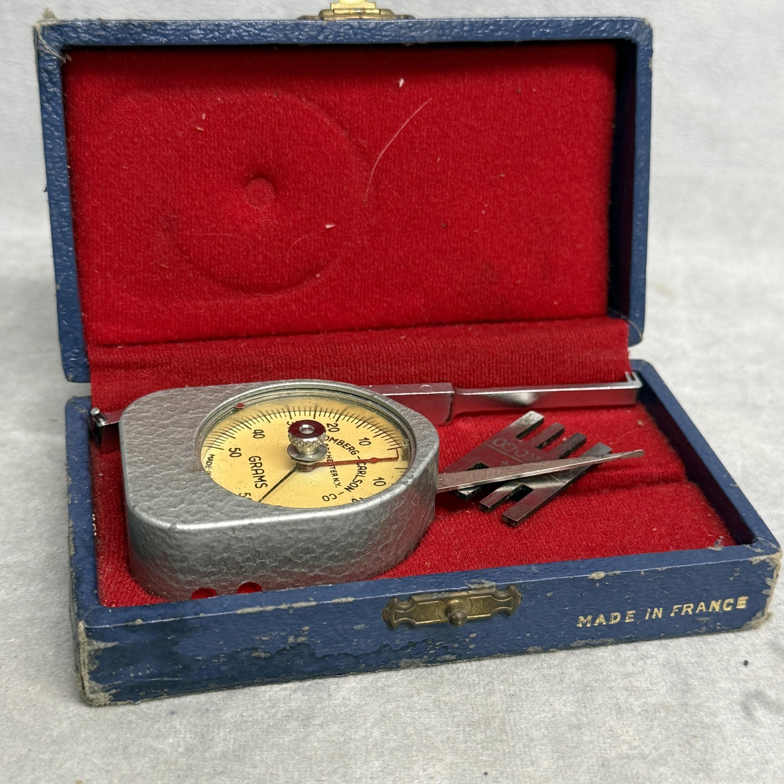 Vintage Stromberg Carlson 0-100 Gram Force Gauge Meter Tool In Case Made France