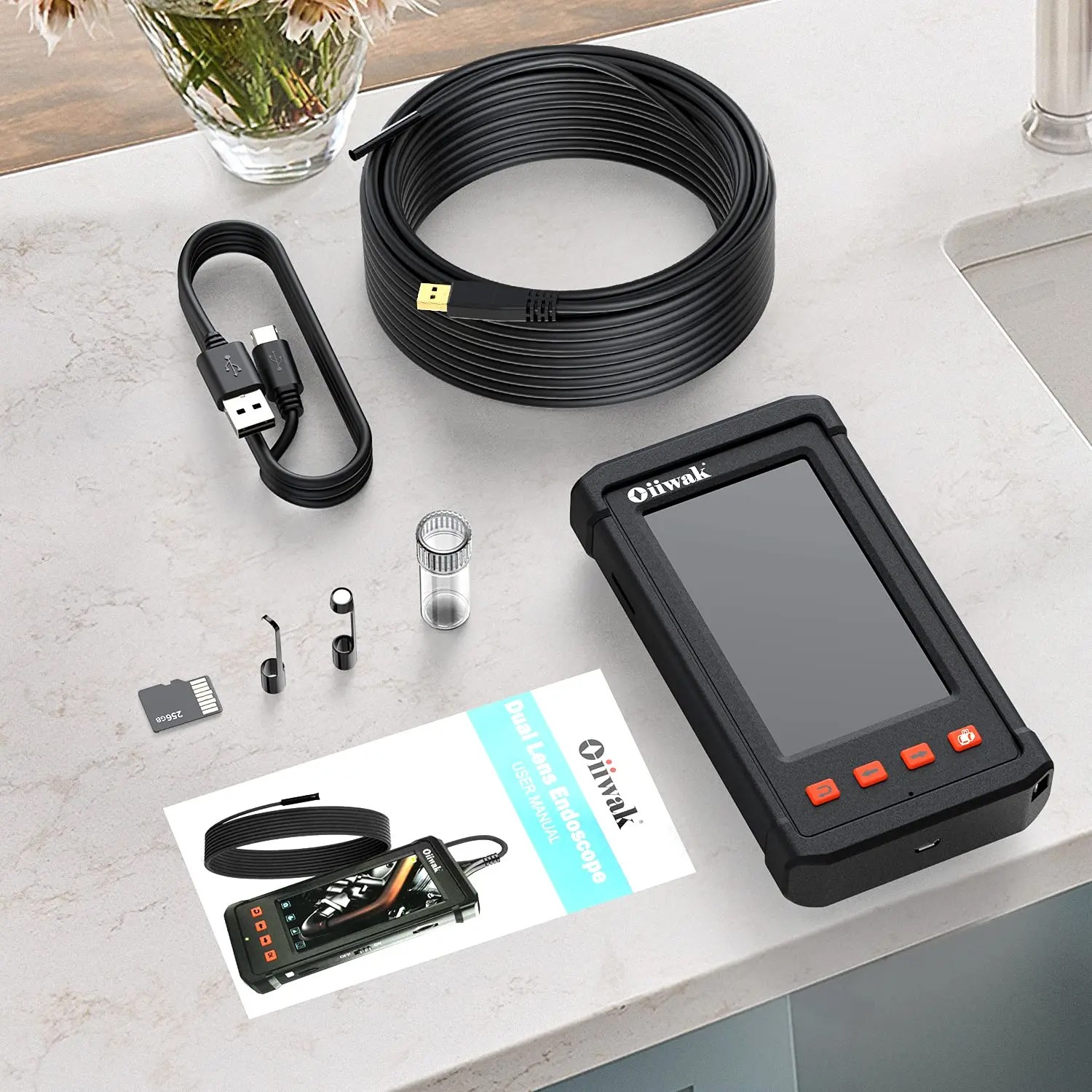 1080P HD Industrial Endoscope Borescope LCD 4.3″ 8.5mm Inspection Snake Camera
