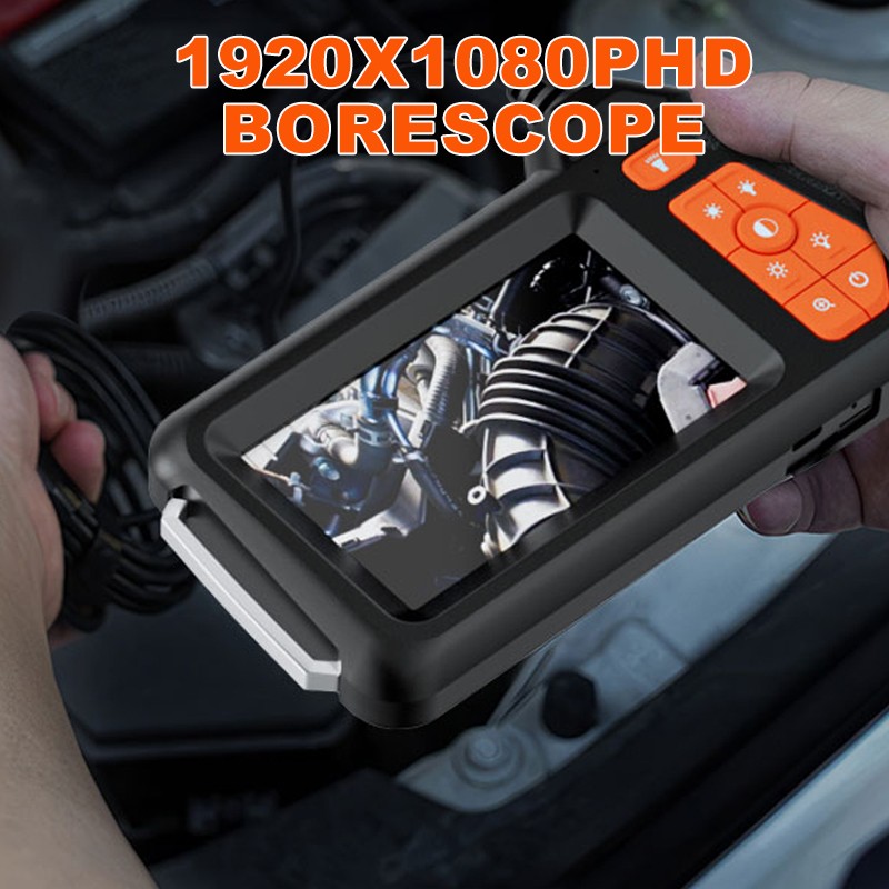 HD LED Industrial Endoscope Borescope 1080P 8mm Inspection Camera IP67 4.3inch