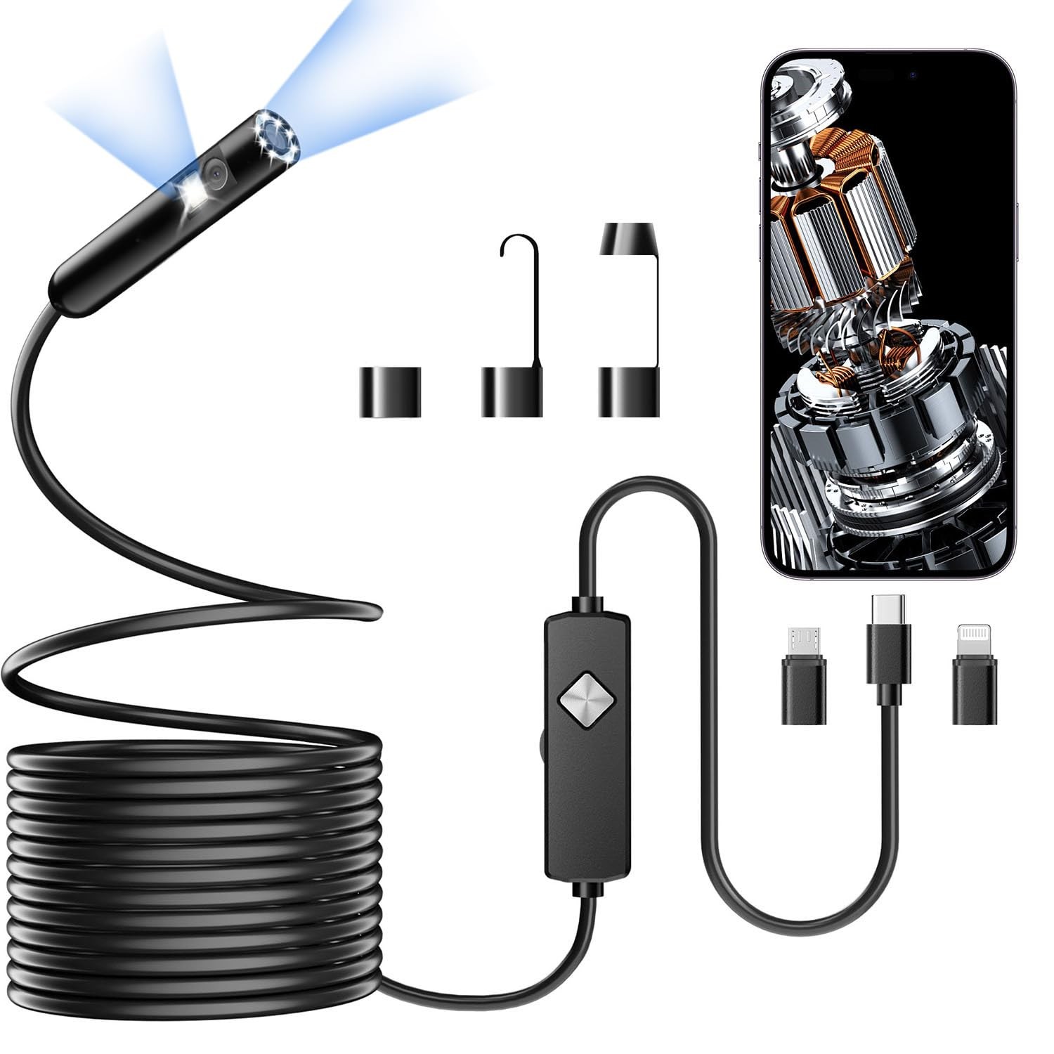 Dual Lens 16.4FT Borescope Inspection Camera