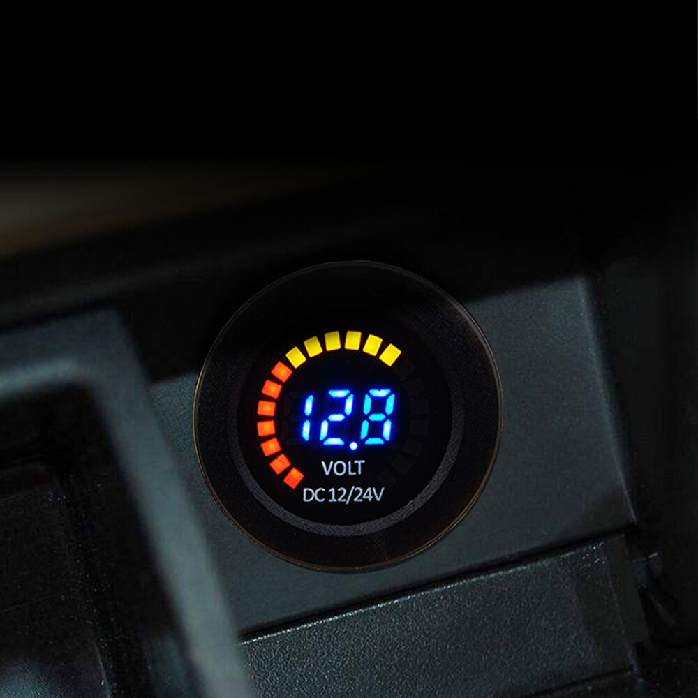 New 12/24V Color LED DC Digital Display Voltmeter with Low Pressure Buzzer W7Y9