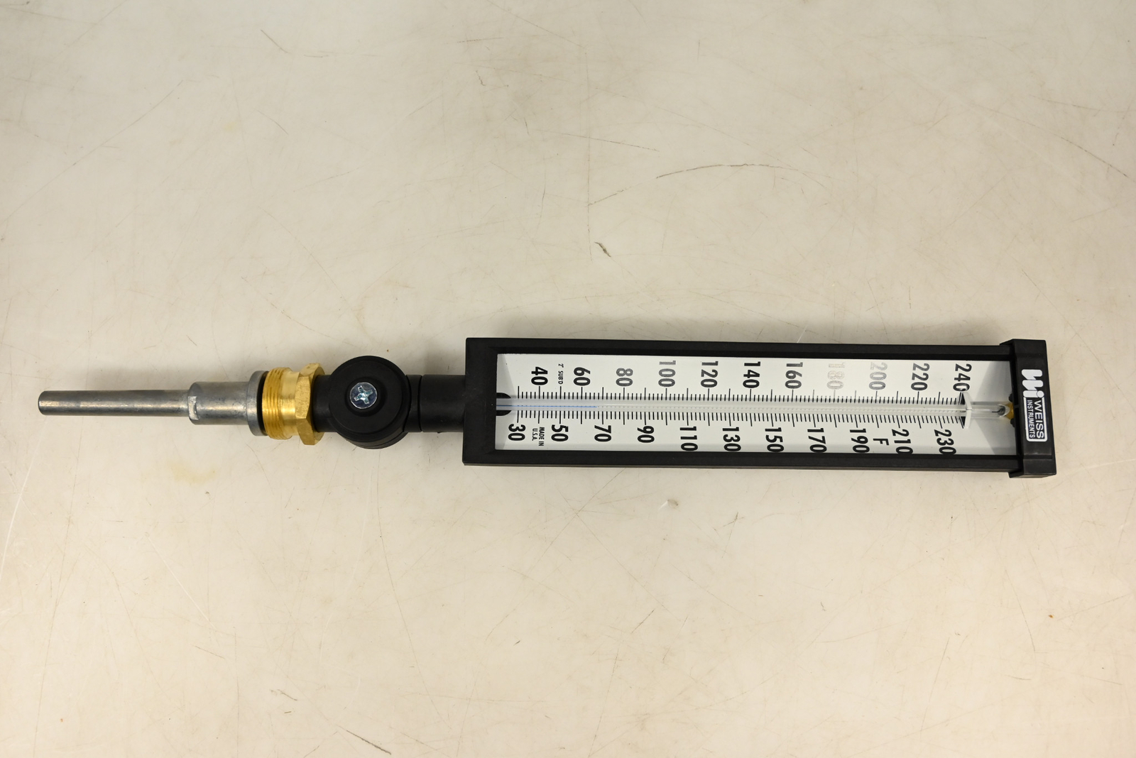 9VU35-240 9 in. Variangle Thermometer with 3.5 in. Stem – 30-240F Weiss