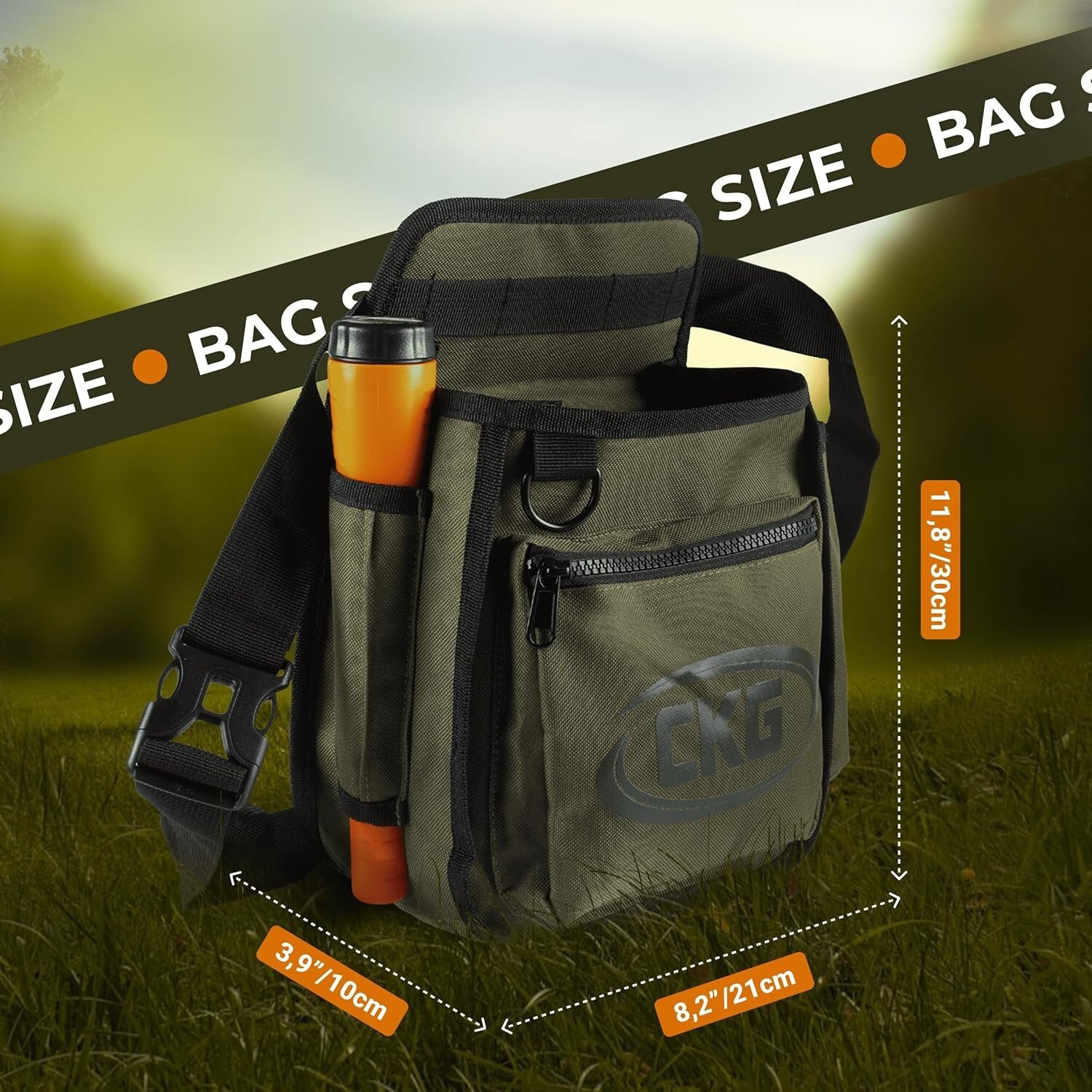 CKG Metal Detecting Finds Bag Waist Digger Tools Bag for Pinpointer, Green