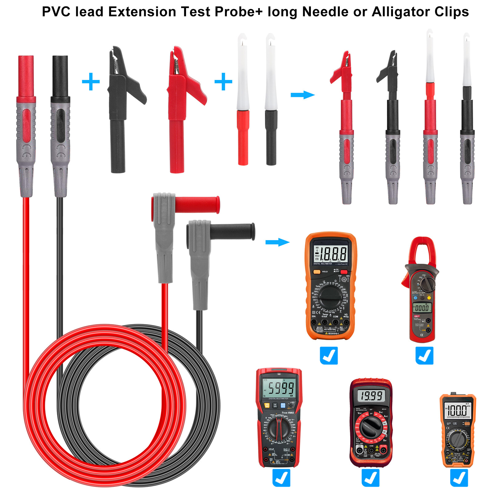 23 in 1 Multimeter Test Lead Kit for Meter Electrical Alligator Clip Probe