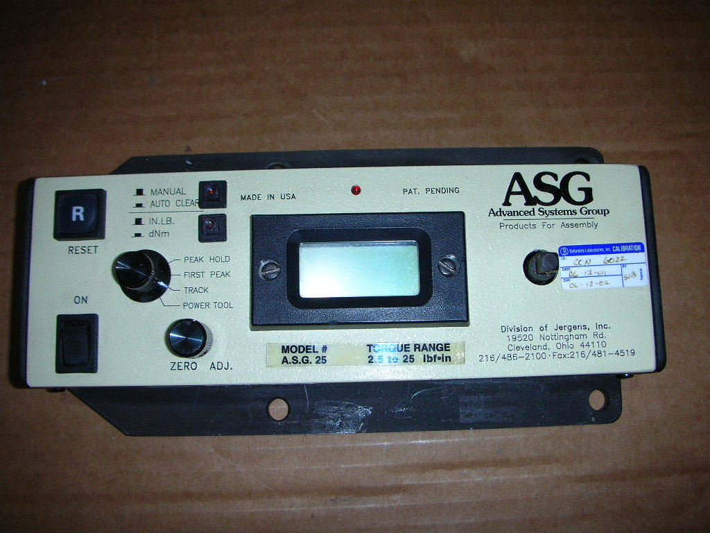 ASG Jergens ASG25 25in-lb 28.25 DN.m 1/4″ DIGITAL TORQUE TESTER ASG 25 USA!!
