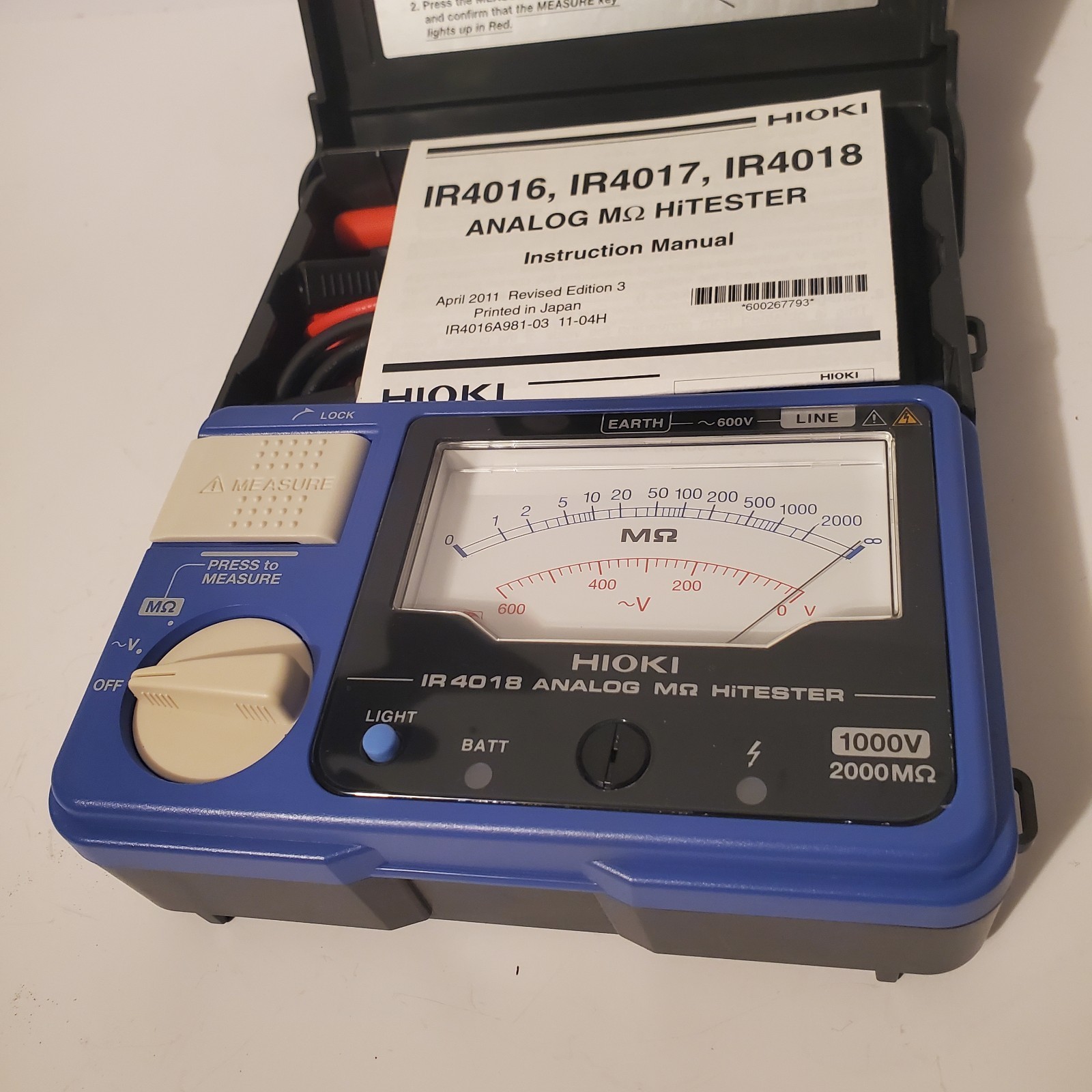 Hioki IR4018-20 Analog Insulation Resistance Tester Single-Range New With Box