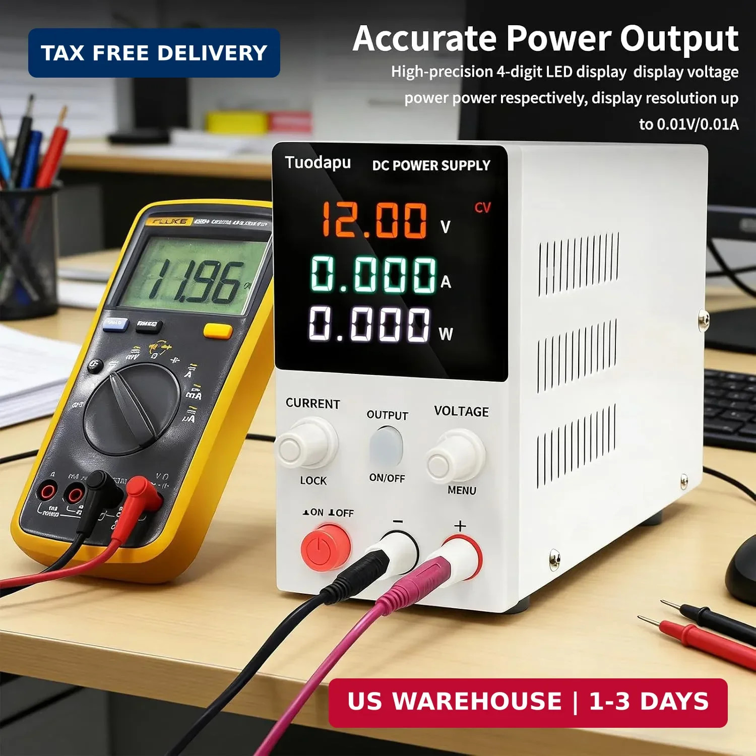 Adjustable DC Power Supply Variable Bench Regulated 20V Programmable 30A