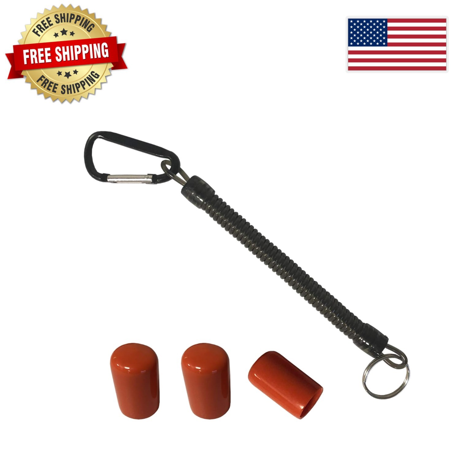Pinpointer Protection Set: 3 Orange Tip Covers & Grey Lanyard for Garrett Models