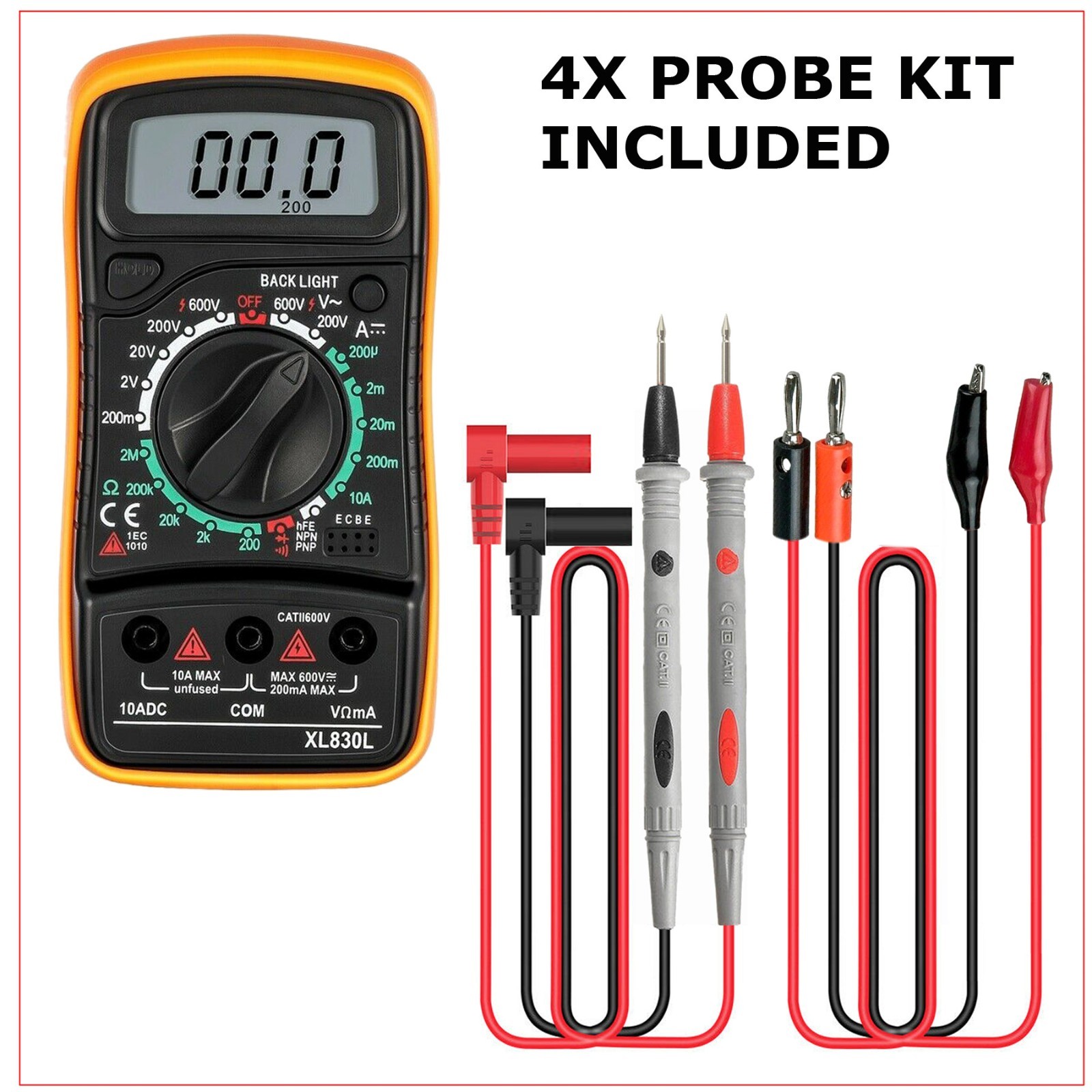 Digital Multimeter LCD Voltmeter Ammeter Ohmmeter Volt AC DC Tester Lead Meter i