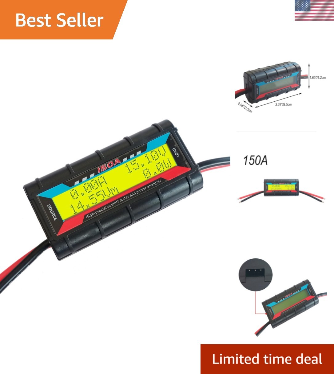 8-in-1 Precision Watt Meter for DC 0-60V, 150A – Ideal for RC and Solar Systems