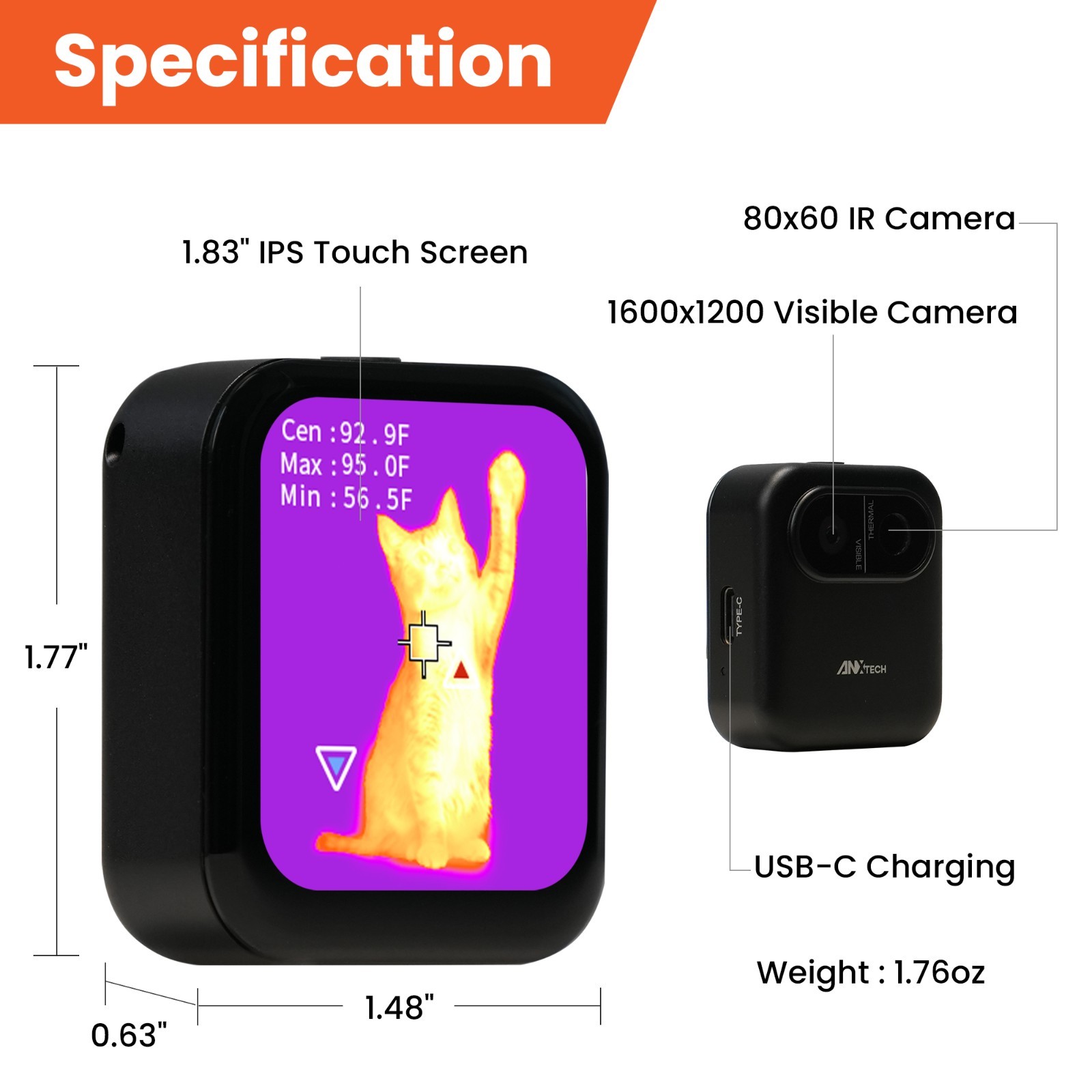 80*60 Infrared Thermal Imager Mini Thermal Imaging Camera Portable for Beginner
