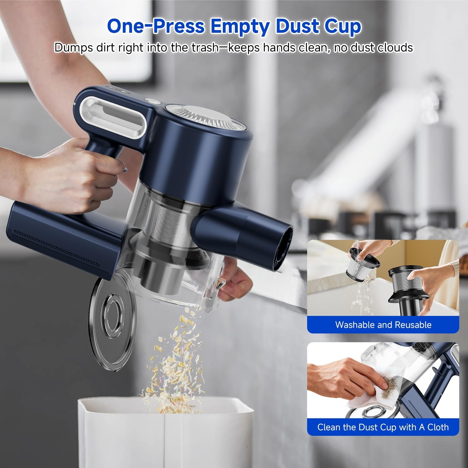 Cordless Vacuum Cleaner: Powerful Suction Stick Vacuum, Anti-Tangle Brush | P…