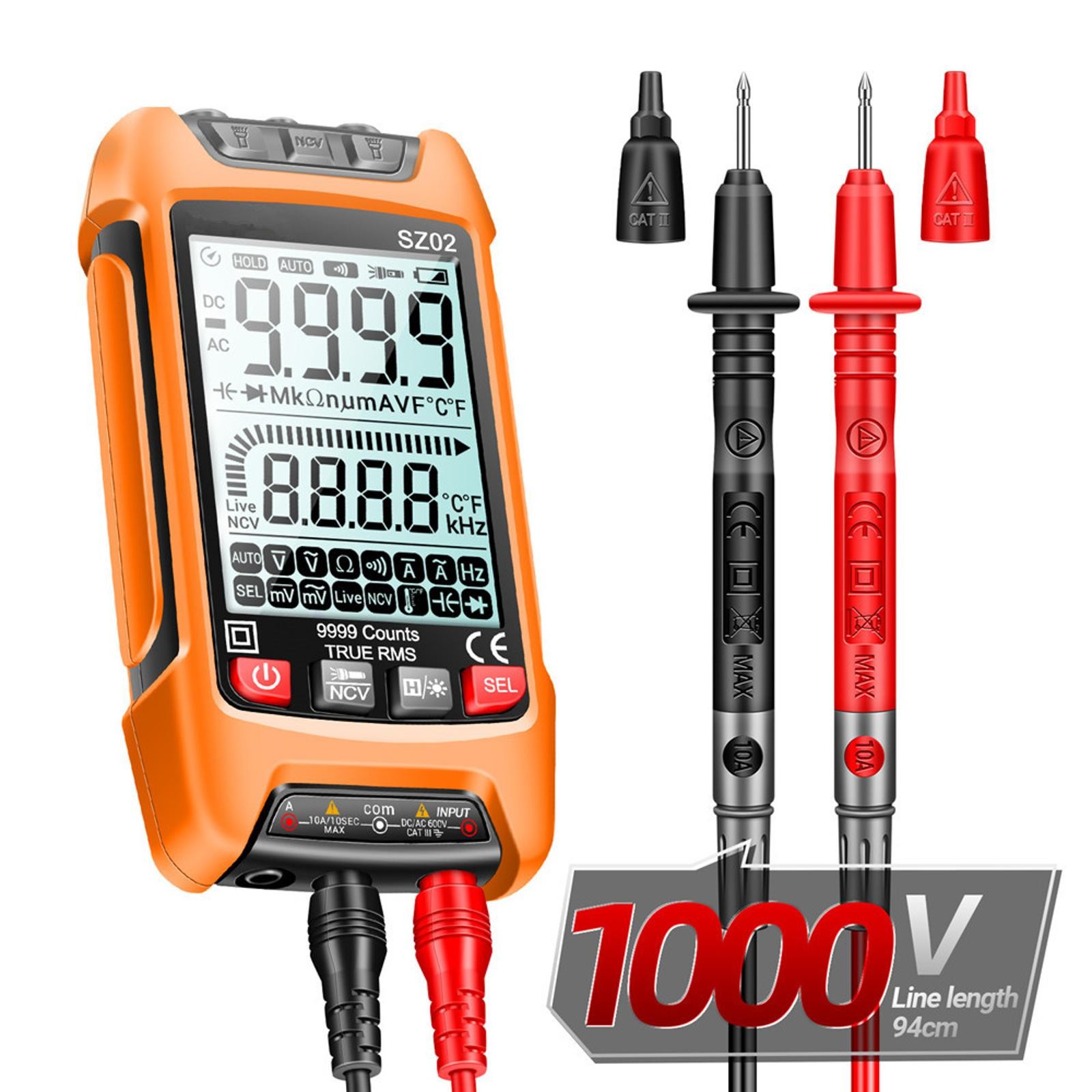 Smart Digital Multimeter 9999 Counts True RMS Auto Electrical Capacitance Meter/