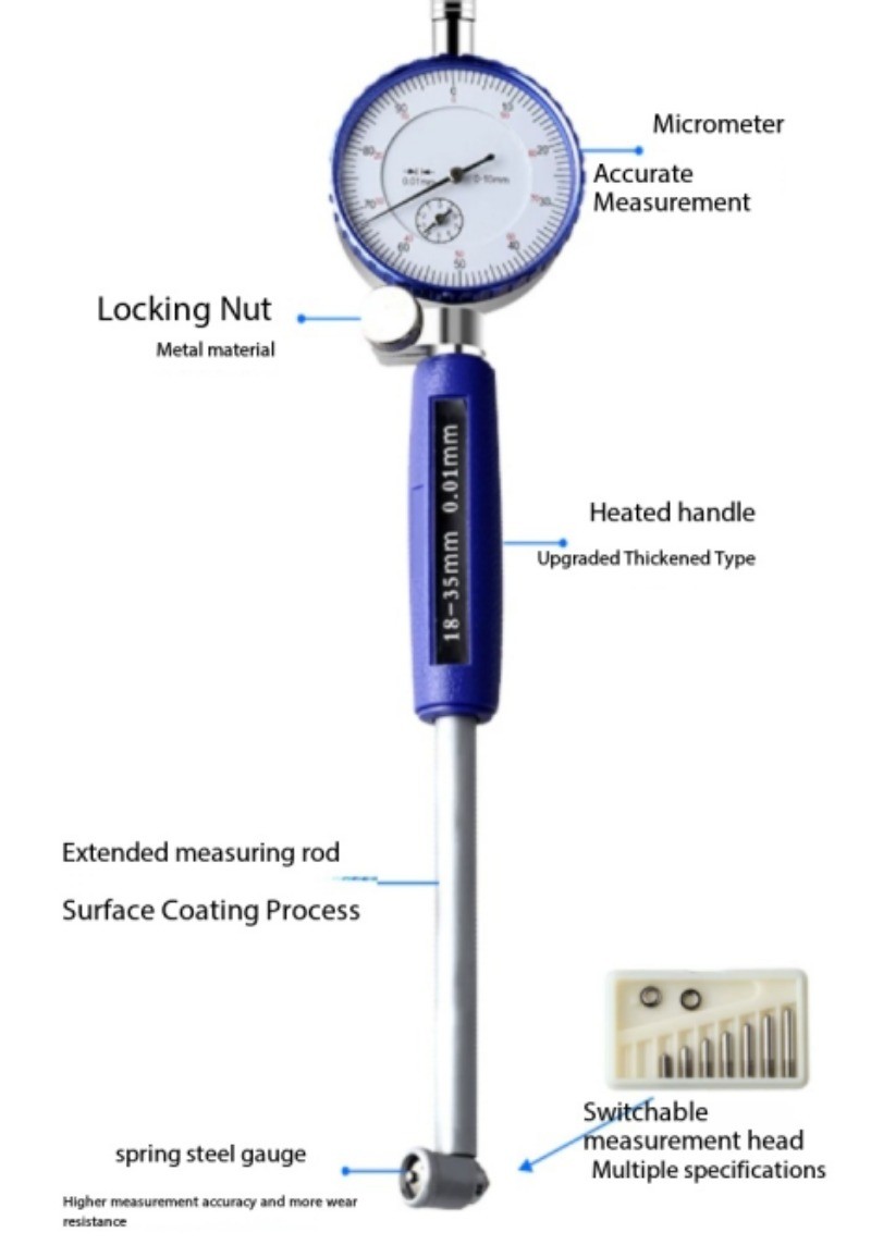Internal Diameter Dial Gauge CylinderGauge Dial GaugeSet for MeasuringCylinders