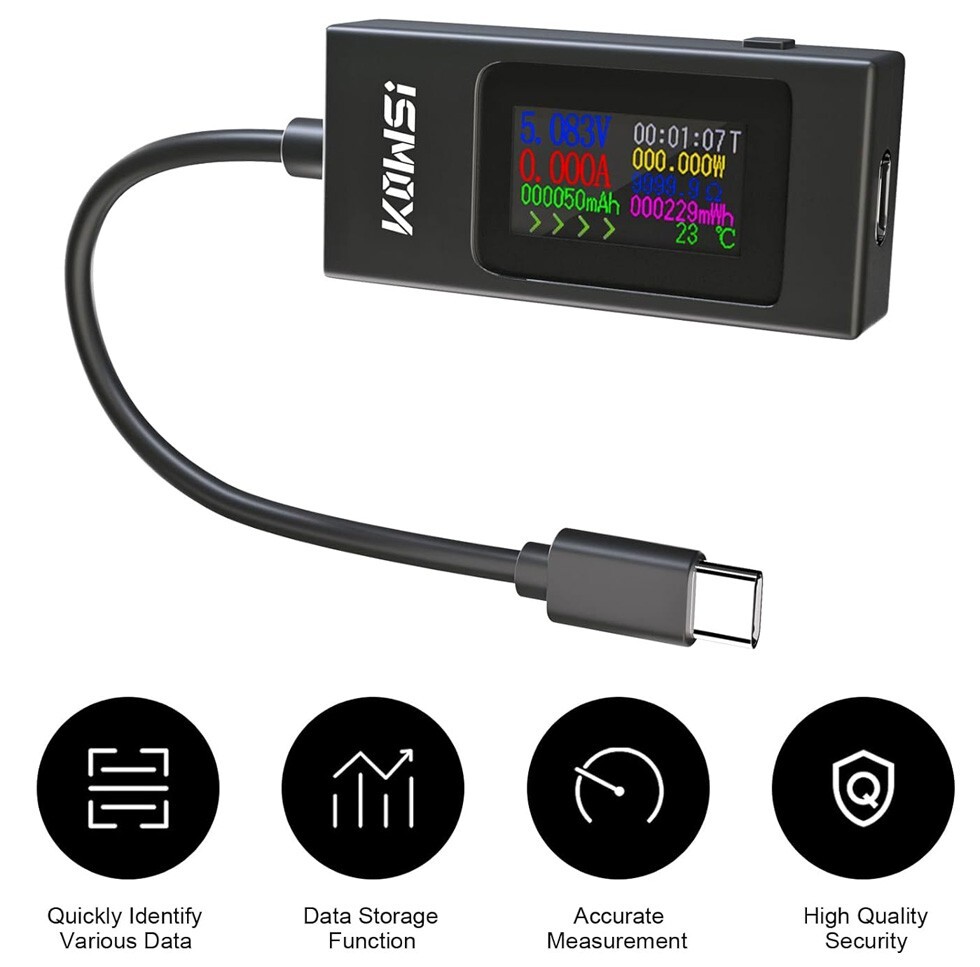 USB Tester Type-C Voltmeter Voltage Current Tester 4-30V 5V 12V 24V 0-6.5A 120W