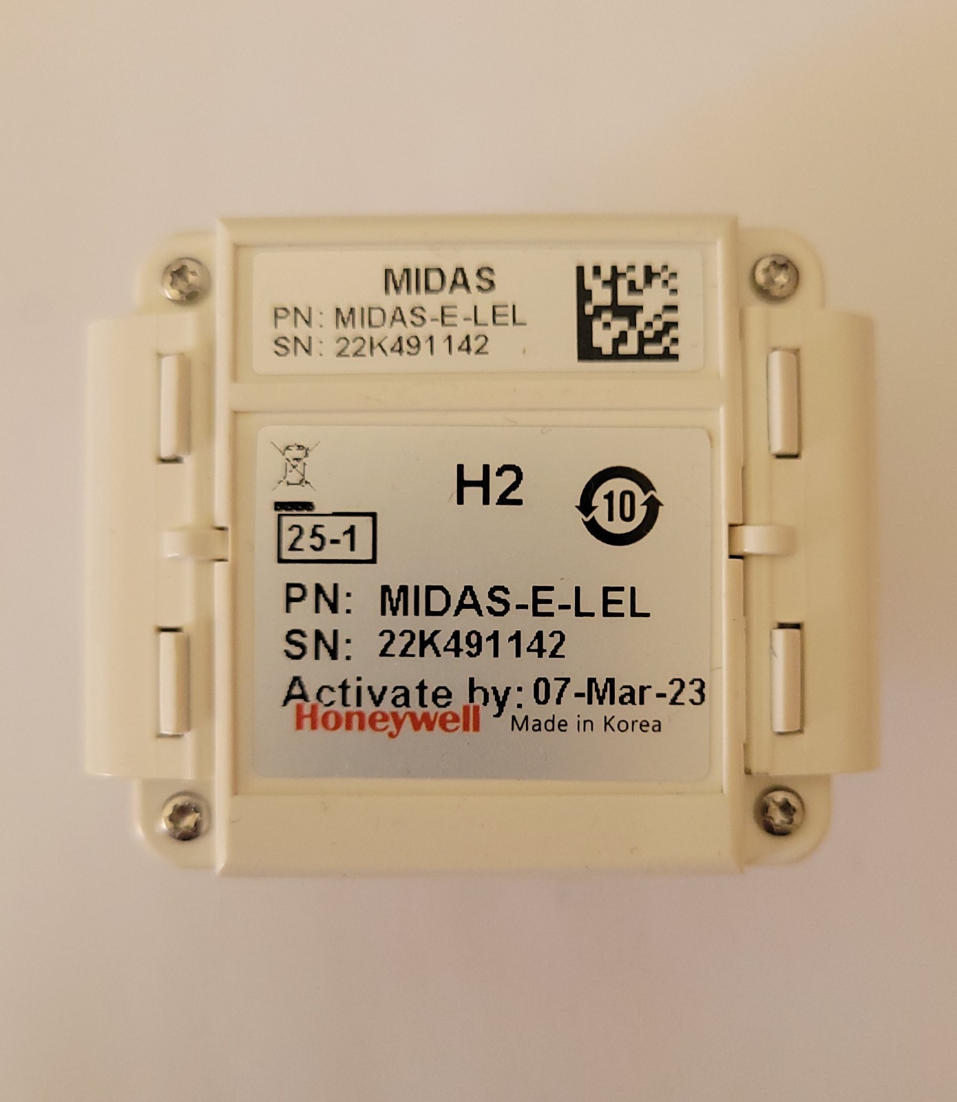 Honeywell MIDAS-E-LEL Gas Detector Sensor Cartridge Open box, 2 Years Remaining