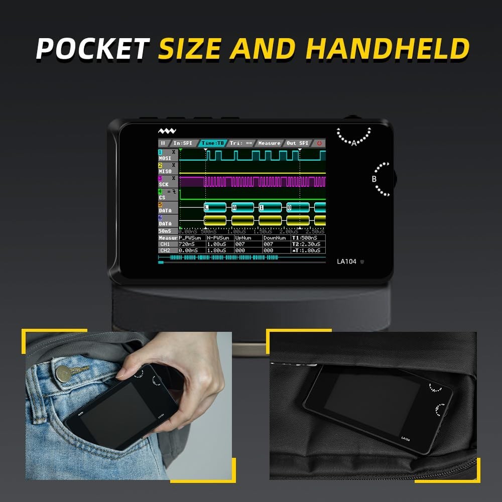 MINIWARE Pocket Logic Analyzer LA104, Portable Mini Size Handheld, Built-in R…