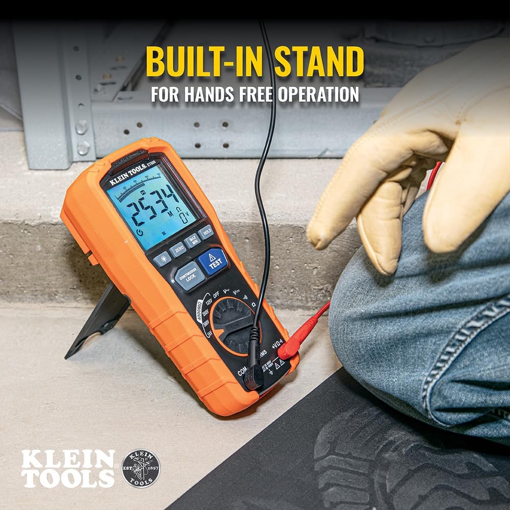 Klein Tools ET600 Multimeter, Megohmmeter 90 cubic inches, Orange/Black