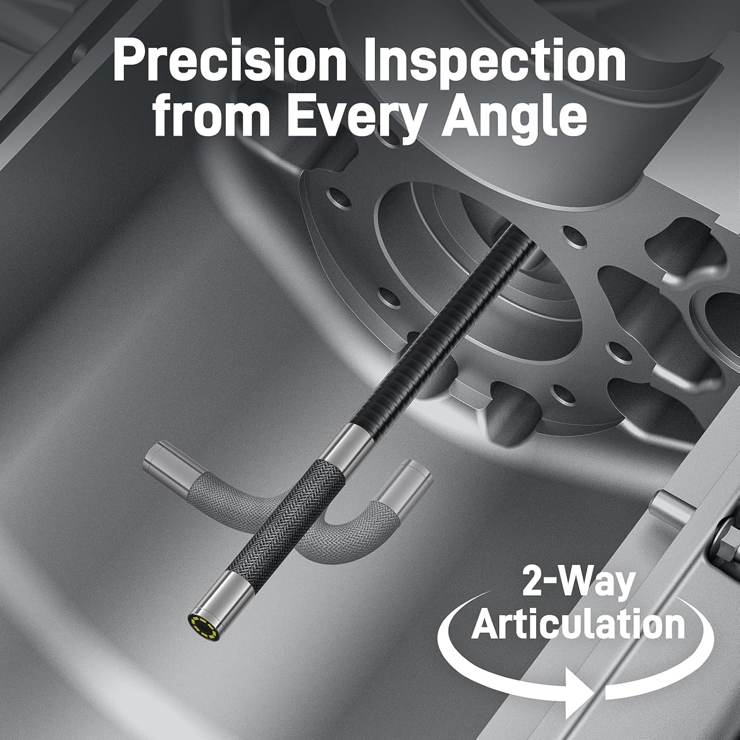 Two-Way Articulating Borescope with Light, Industrial Endoscope Inspection Camer