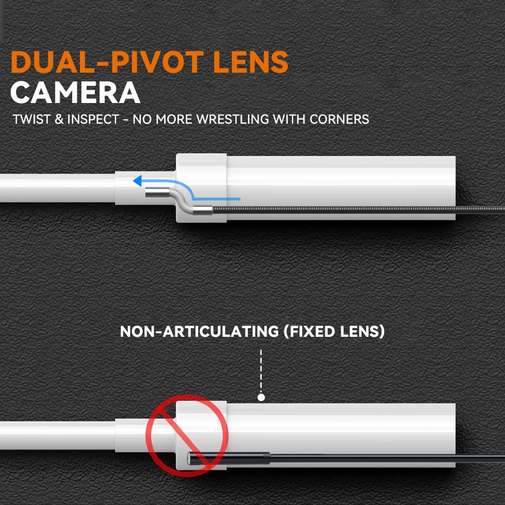 PRO Dual-Rotation Borescope Camera W/ Light 1080P HD 4.3″ Screen For Car Repair