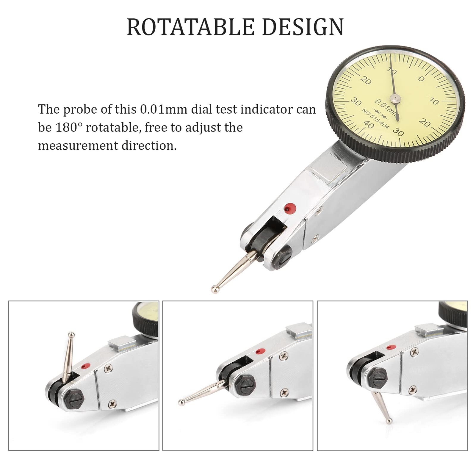 Dial Test Indicator, 0-0.8mm 0.01mm Indicator with Dovetail Clamp…